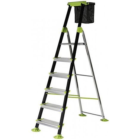 Centaure – Escabeau de jardin 6 marches – Hauteur de travail 3.28m – Sabots spéciaux pour sols irréguliers – 219206