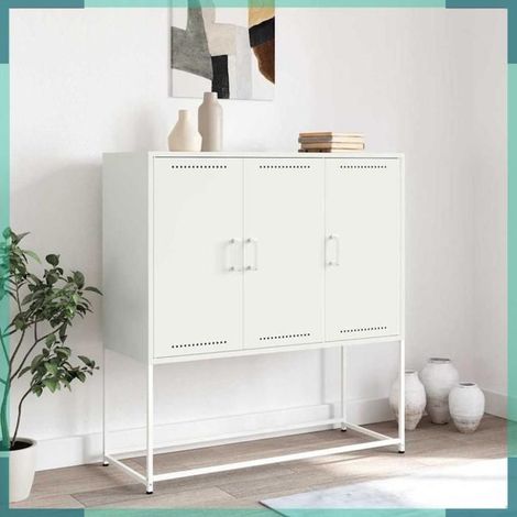 Buffet haut - 846541 - blanc - acier - 100,5x39x107 cm (1/5)