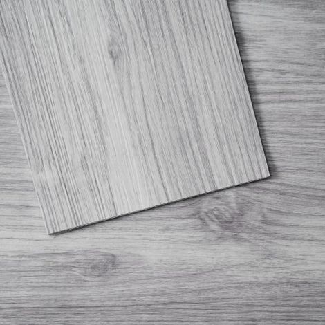 Selbstklebende Vinyl-Bodenfliesen, 91,4 x 15,2 cm, 20 Stk., 0,62 mm dick, abziehen und aufkleben, hellgraue Holzmaserung, DIY-Bodenbelag für Küche, Esszimmer, Schlafzimmer und Badezimmer (1/5)