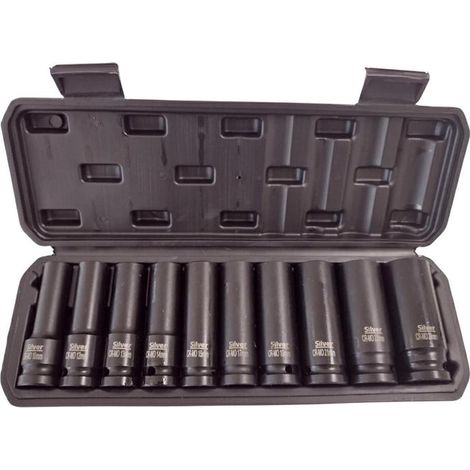 Set di bussole d impatto silver acciaio argento 10 pezzi