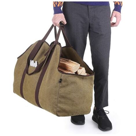 Porte-Bûches de Bois de Chauffage extra-large Support de Bois de Chauffage en Toile Imperméable avec Bandoulière pour un Transport facile (1/5)