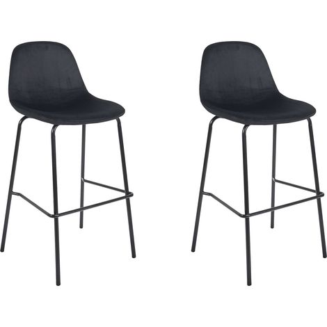 Lot de 2 Tabourets - HOME DECO FACTORY - Giulia - Original - Confortable - Noir (1/5)