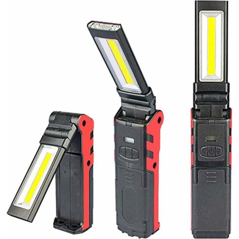 Work Light USB Rechargeable Lamp, COB Torch Flashlight, LED Inspection Light with Magnetic Base For Camping Lamp for Garage, camping, emergency (1 PC) (1/5)