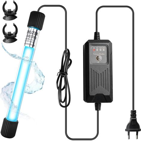 Lampe UV pour Aquarium avec Minuterie, 13w Lampe UV Désinfectante pour la Maison, Lampe de Stérilisation UV, Lumière UV Clarificateur d'Eau, Lampe de Tuerie de Bactéries pour Aquariophilie (1/5)