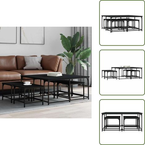 The Living Store Satztische 5 Stk. Schwarz Holzwerkstoff - Couchtisch - Holzcouchtisch - Satztisch - Wohnzimmerschmuck - Industriedesign