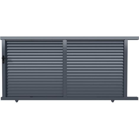 Portail Coulissant ALU Arles persienné passage 3m50 ou 4m00 - Ht 1m70 - Gris (1/5)
