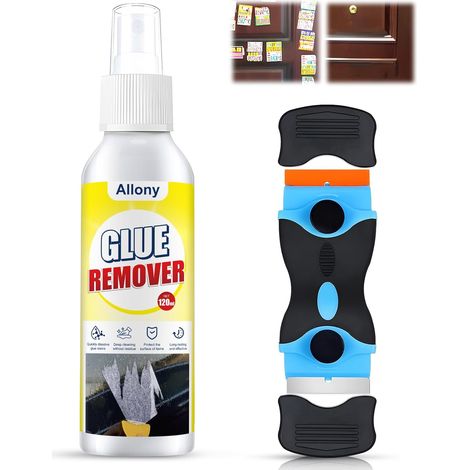 Dissolvant Colle, Décapant Adhésif, Decolle Etiquette, Livré Avec Grattoir Dissolvant D'adhésif, Enlève Étiquettes, Autocollants les Résidus de Colle, Nettoyage Rapide, Aucun Résidu - 120ML (1/5)