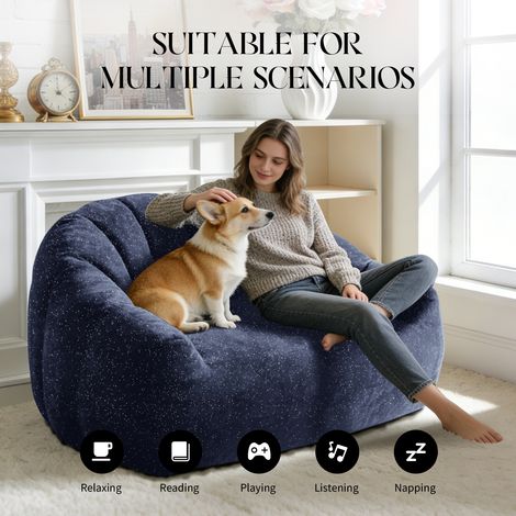 Pouf canapé Starry Sky Patte d'Ours, assise spacieuse et moelleuse, fauteuil-pouf géant avec accoudoirs, rembourré pour séjour et chambre. (1/5)