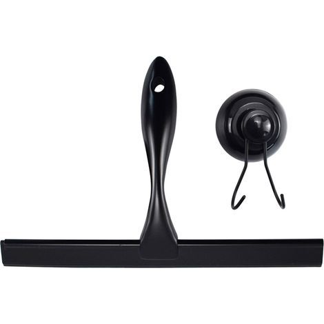 Raclette de douche, grattoir de nettoyage de verre,-Noir (1/5)