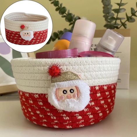 Panier De Rangement - Corde Coton Tissé - Pour Jouets Crèche Décoration Intérieure Cadeaux Noël - 16 x 11 x 11 cm - 1 Pièce (1/5)
