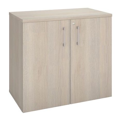 Armoire basse bois H 73 x L 80 cm avec portes battantes chêne gris - Arch - Maxiburo