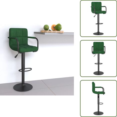 The Living Store Taburete de cocina de terciopelo verde oscuro - Taburete de bar