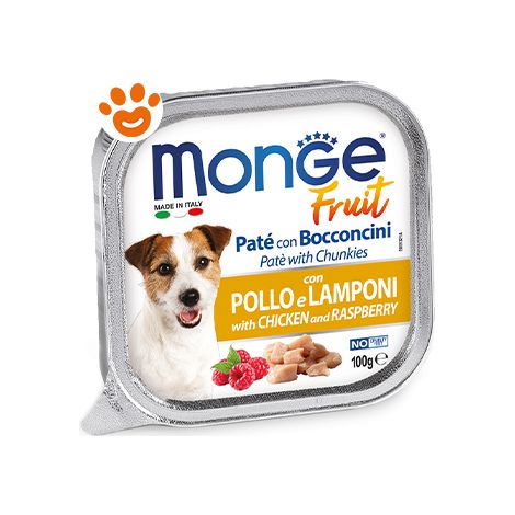Monge Dog Fruit Adult Pollo e Lamponi  - Monge Dog Fruit Adult Pollo e Lamponi - Vaschetta Da 100 Gr