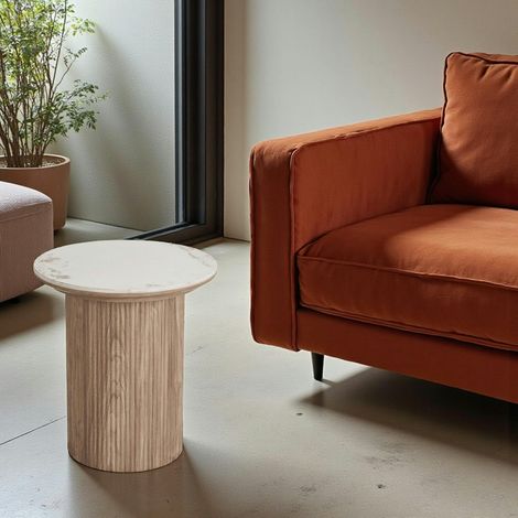 Bout de canapé en céramique effet marbre Ø45 cm PRATO (1/5)