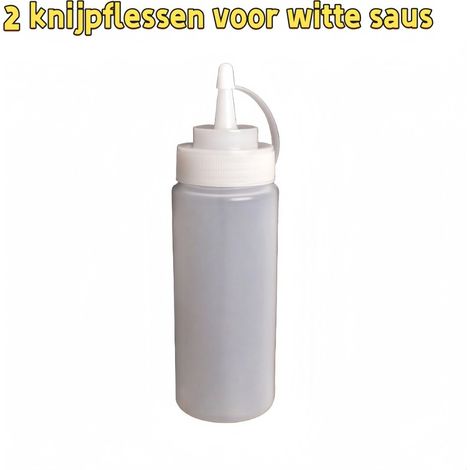 Lot de flacons souples à sauce avec couvercle et embout à un trou capacité 400 ml pour cuisine blanc (1/5)