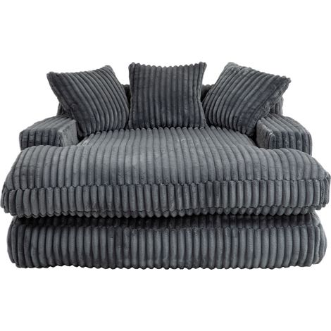 Divano chaise longue in velluto a coste grigio scuro con 3 cuscini 125 x 155 x 63 cm (1/5)