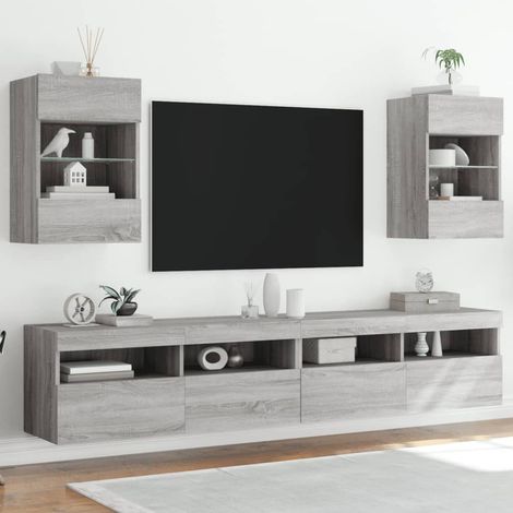 Meubles TV muraux à LED 2 pcs-Banc TV-Meuble Télé sonoma gris 40x30x60,5cm 303184 (1/5)