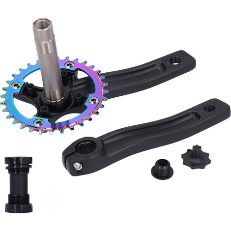 ZK-22 Mountainbike-Kurbelgarnitur mit 32T-Innenlager, Kurbelarm-Zubehör für Singlespeed, Schwarz (1/5)