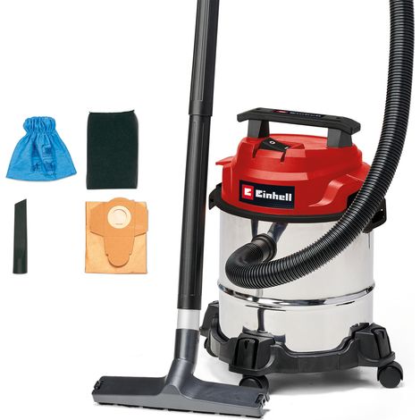 Einhell Aspirateur eaux et poussières TC-VC 1812/1 S (1250 W, cuve de 12 L, capacité d’aspiration de 180 mbar) Livré avec suceur plat et buse combinée, filtre en mousse, sac