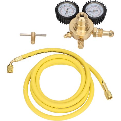 Nitrogen pressure regulator and gauge test kit with brass inlet and outlet fittings and 200 cm hose (1/5)