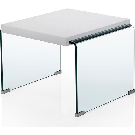 Tavolino TOPPER bianco in legno e vetro (1/2)