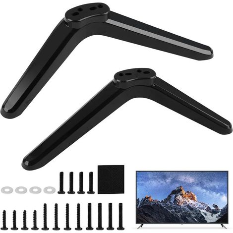 1 Paire Pied TV Universel Noirs Support de Table Smart TV avec Vis Pieds de Meuble TV de Remplacement pour Plupart des écrans Plats Plasma Compatible avec Plupart des Téléviseurs LED LCD (1/5)