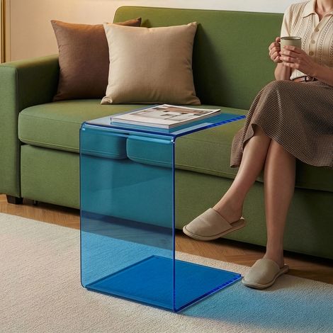 Tavolino Laterale Trölmapilu a Forma di C in Vetro 60 x 40 x 40 (1/5)