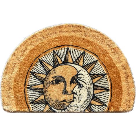 Tapis de bain semi-circulaire tarot soleil et lune, antidérapant, à ventouses, 40 x 60 cm (1/5)