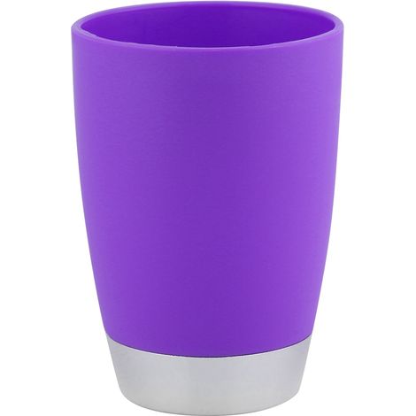 Lot Accessoire Salle de Bains 4 Pièces Set Gobelet Porte Brosse à Dents Distributeur Savon Porte-Savon Violet (1/5)