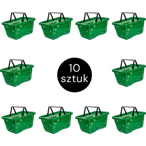 Cestino della spesa H-22 cm L-30 cm G-43 cm verde (set da 10) N (1/5)