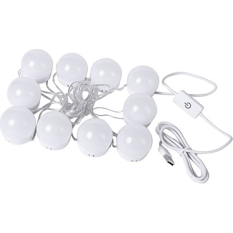 Éclairage pour miroir, 10 ampoules à intensité variable, kit d'éclairage pour miroir de salle de bain, lumière blanche (miroir non inclus) (1/5)