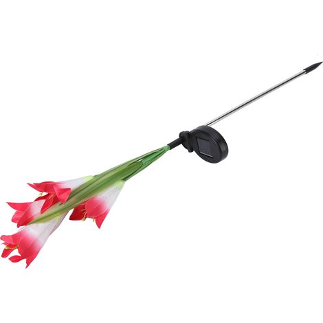 Lampes solaires en forme de fleur, étanches, à piquer pour jardin, terrasse ou cour (rose et blanc) (1/5)