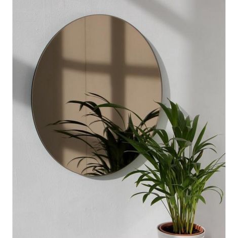 Miroir rond - Miroir de porte - Bronze - Diamètre : 60 cm - Épaisseur : 4 mm - Fabriqué aux Pays-Bas - Kit de fixation inclus - Miroir mural sans cadre de haute qualité (1/2)