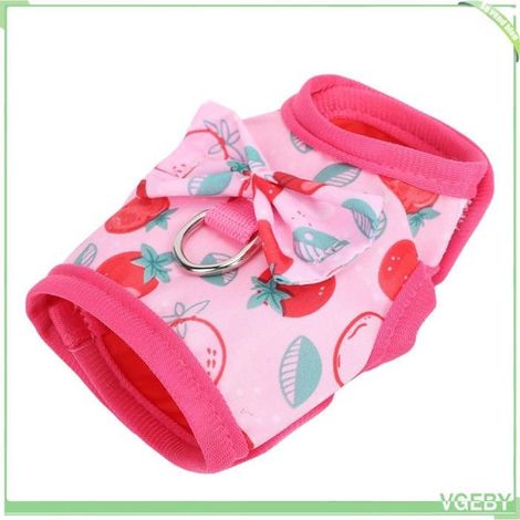 Fafeicy Laisse harnais lapin – sécurité, léger, anti-évasion, motif fraise rose, taille S (1/5)