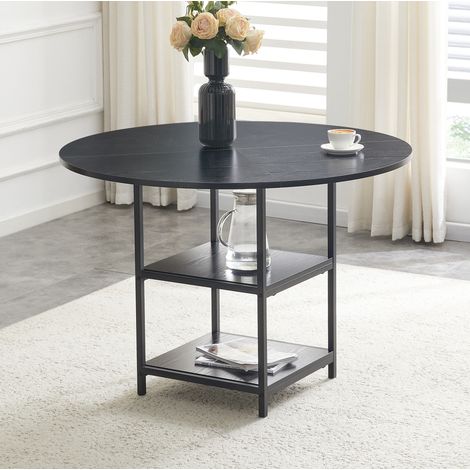 Tavolo da pranzo rotondo 107 cm in MDF nero con struttura in metallo DESVIAE (1/5)