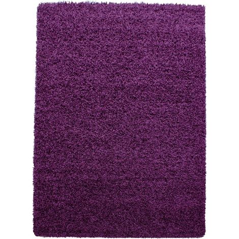 Tapis poils longs shaggy 240x340 violet tissé rectangle motif uni UNI L (1/4)