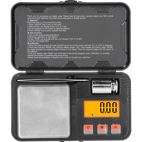 Tragbare elektronische Waage 200 g/0,01 g mit Wiegeklammern und LCD-Display für Schmuck (1/5)