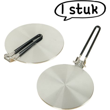 Plaque de conduction thermique en acier inoxydable poignée pliable diamètre 200 mm longueur poignée 180 mm argent adaptée induction cuisinière à gaz cocotte récipient en verre (1/5)