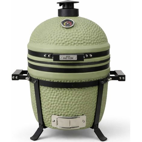 Barbecue kamado en céramique à poser Patton Premium Compact 15" - Grille Ø 34 cm - vert olive mat