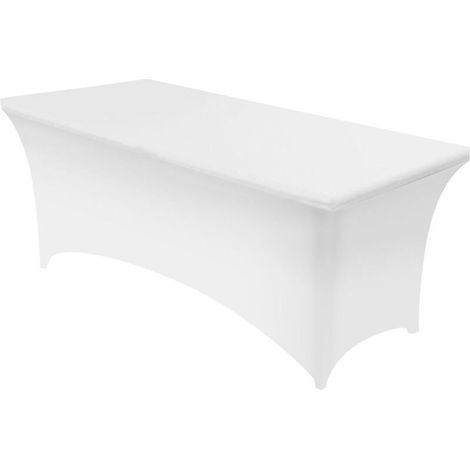 White Table Cover for Folding Table 180CM, Hotel Restaurant Wedding Exhibition Decoration, Square Tablecloth Elastic Table Cover (1/5)