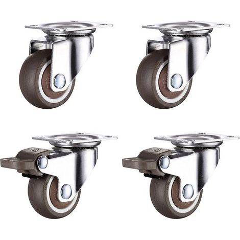 Set mit 4 50-mm-Möbelrollen mit Bremsen, kleine Universal-Möbelrollen, 360-Grad-Drehung, Gummirollen, geeignet für alle Böden, Möbel, Regale, Spielzeugkisten usw. (1/5)