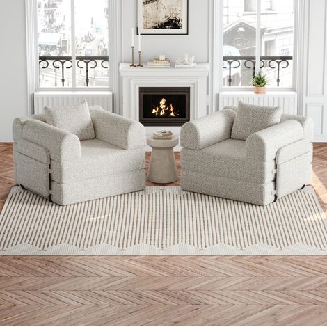 Divano letto 2 in 1 in ciniglia con vano bracciolo OKMYHOME (1/5)