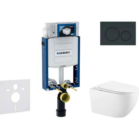 Geberit Kombifix - Conjunto de instalación empotrada, inodoro Gaia y asiento softclose, pulsador Sigma20, negro brillante/negro mate SANI15CA5120 (1/5)