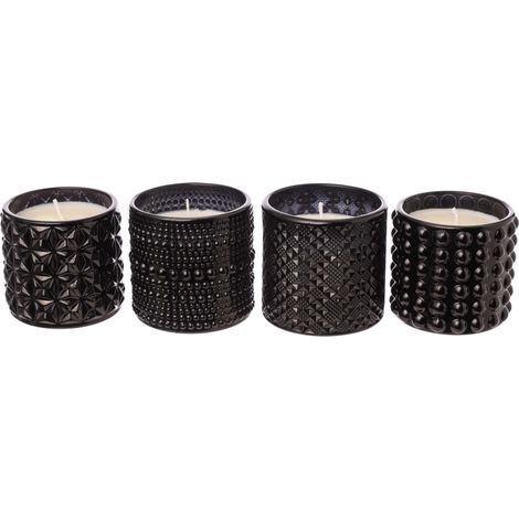ARPIMEX Vasetto Vetro con Cera D 7 Cm H 6,8 Cm Mix 4 Pz Nero