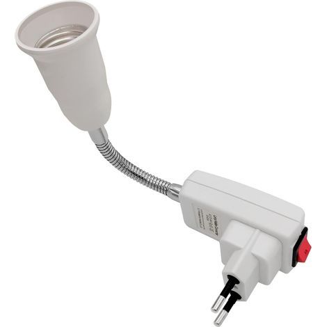 E27-Fassung mit Schalter, europäischem Steckeradapter und 20 cm langem, um 360° schwenkbarem Arm für E27-LED-Lampen, Küchenlampen, Leselampen, Wandleuchten (Leuchtmittel nicht enthalten). (1/5)