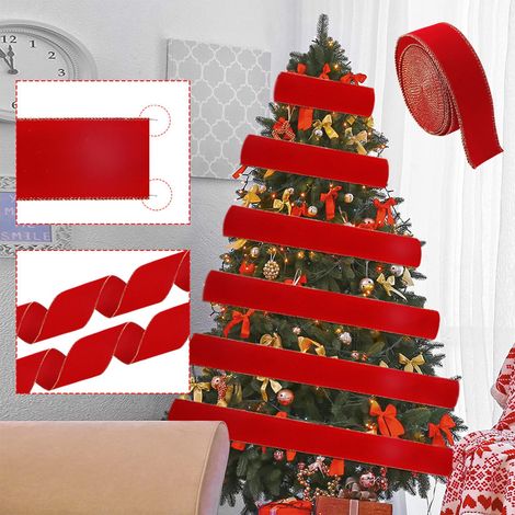 Ribbon Plush - Nœud Décoratif Noël Rouge - Pour Emballage Cadeau et Décoration Arbre - 6,3 x 4,5 cm - 1 Pièce (1/5)