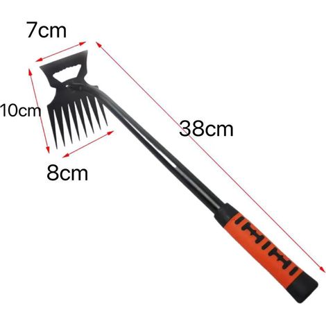 (1 pièce, 8 dents) Pelle à désherber en métal 2 en 1, râteau de jardin à double tête en acier inoxydable (1/5)