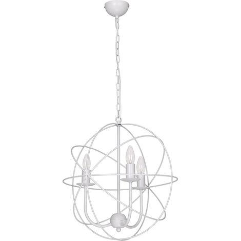 Suspension loft blanche Globe filaire 3xE14 Luminex
