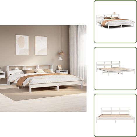 Massivholzbett ohne Matratze Weiß 180x200 cm Kiefernholz - Bettrahmen - Bettgestell - Bett - Betten (1/5)