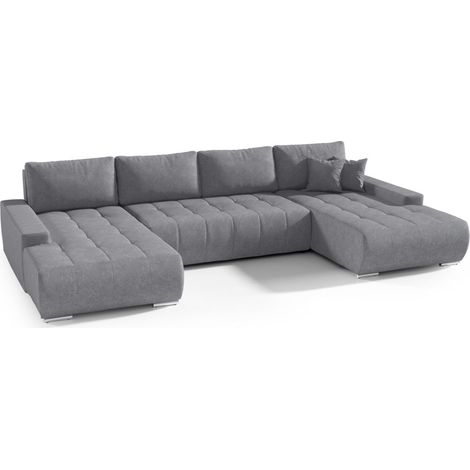 Wohnlandschaft Sofa mit Schlaffunktion VOGAR Stoff Aston Dunkelgrau (1/4)